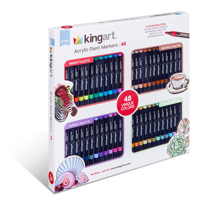 Acrylic Paint Markers Variety Set – 48 Colors, 2mm Bullet Tip, Water-Based, Multi-Surface