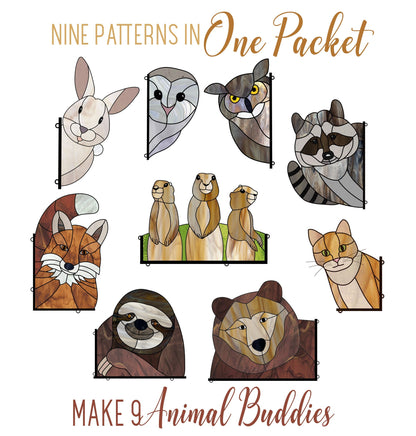 Animal Stained Glass Pattern 9-Pack